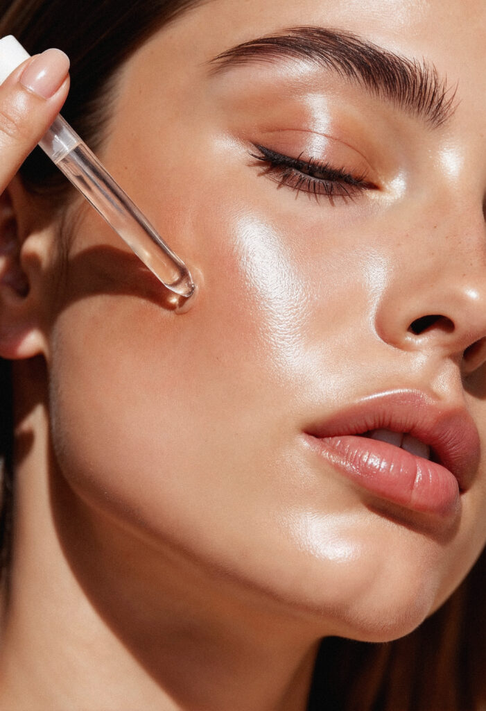 applying serum glowing skin applying serum glowing skin