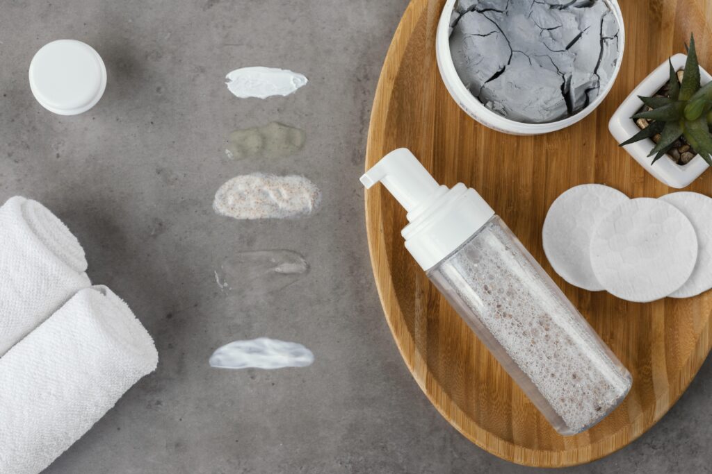 beauty self care products arrangement
